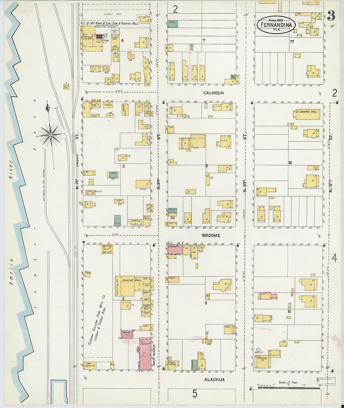 This old map of Fernandina, Nassau County, Florida was created by Sanborn Map Company in 1903