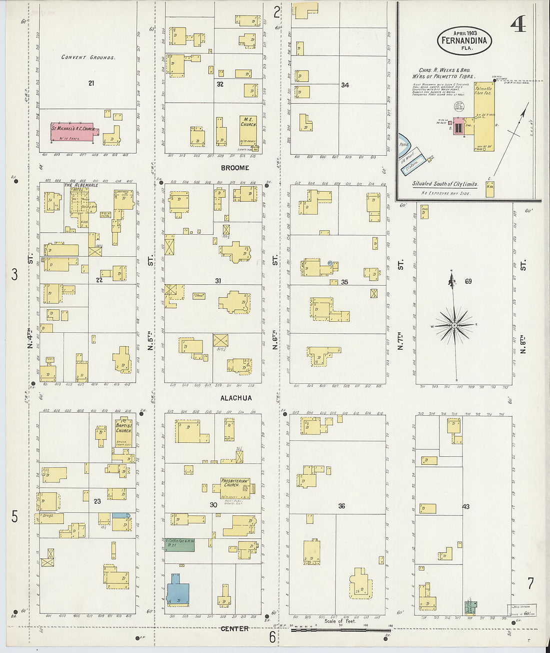 This old map of Fernandina, Nassau County, Florida was created by Sanborn Map Company in 1903
