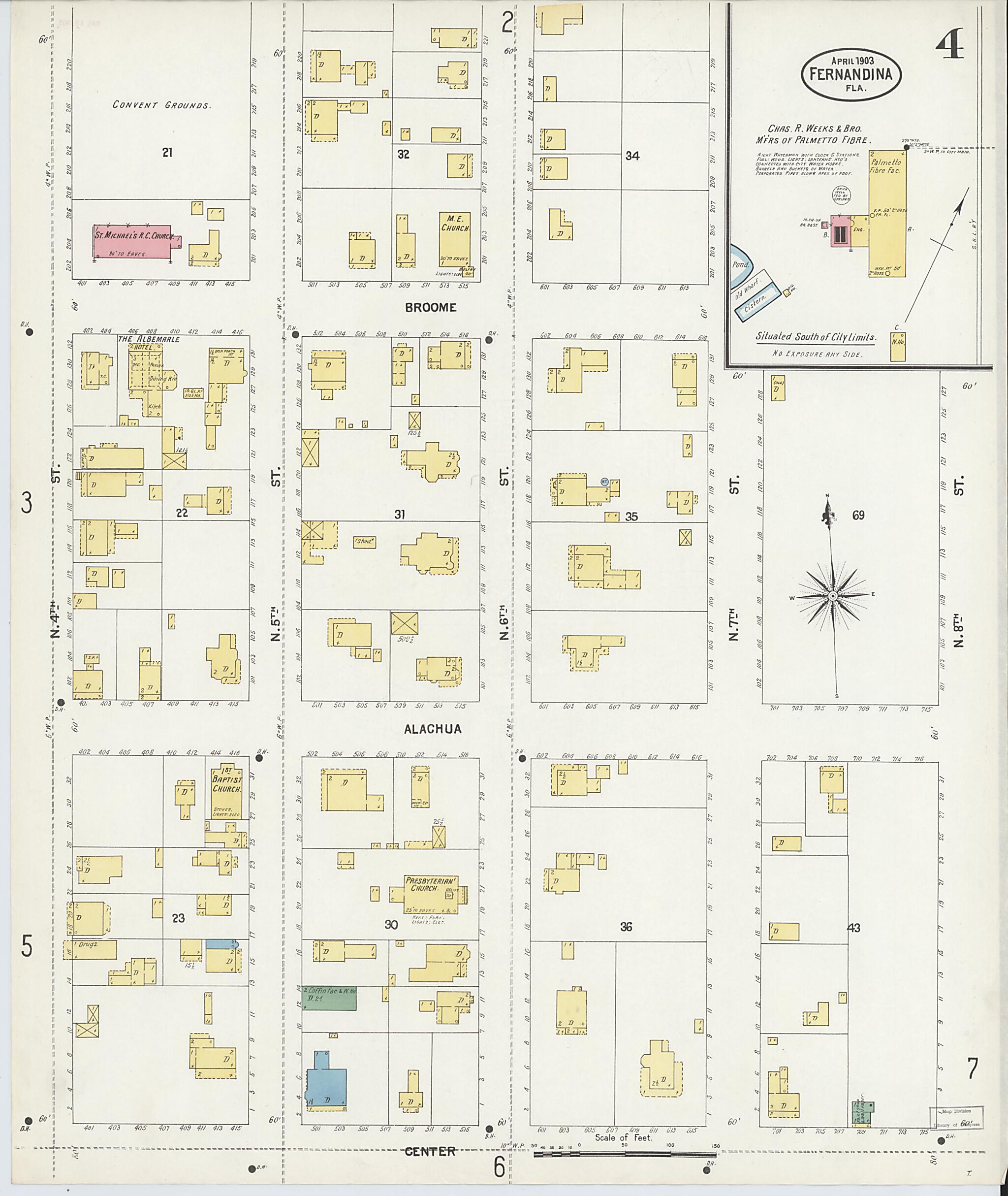 This old map of Fernandina, Nassau County, Florida was created by Sanborn Map Company in 1903