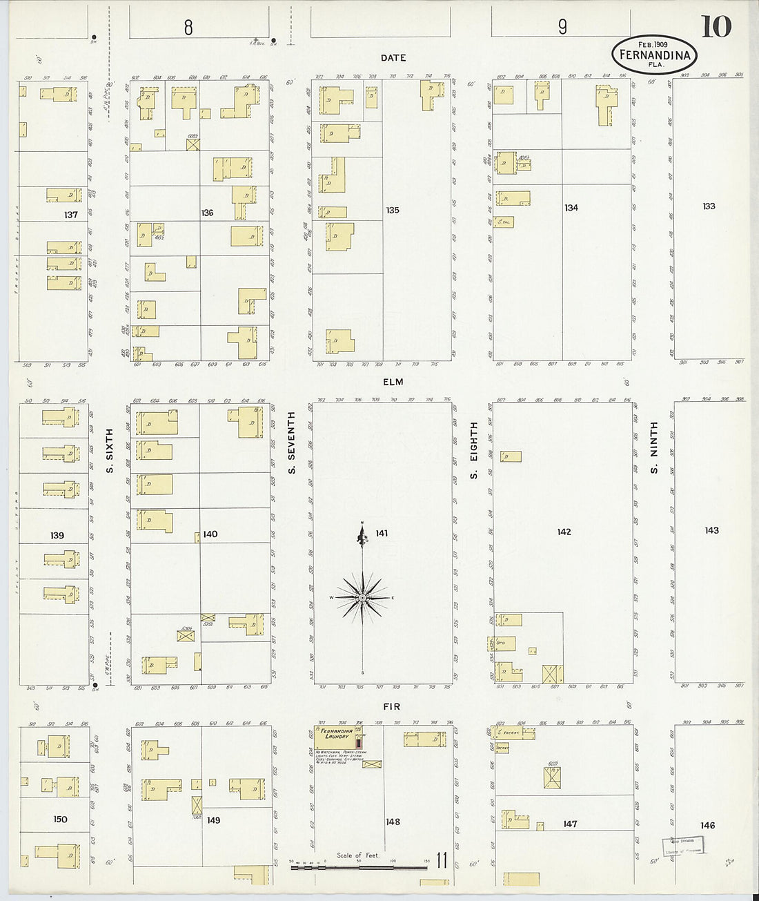 This old map of Fernandina, Nassau County, Florida was created by Sanborn Map Company in 1909