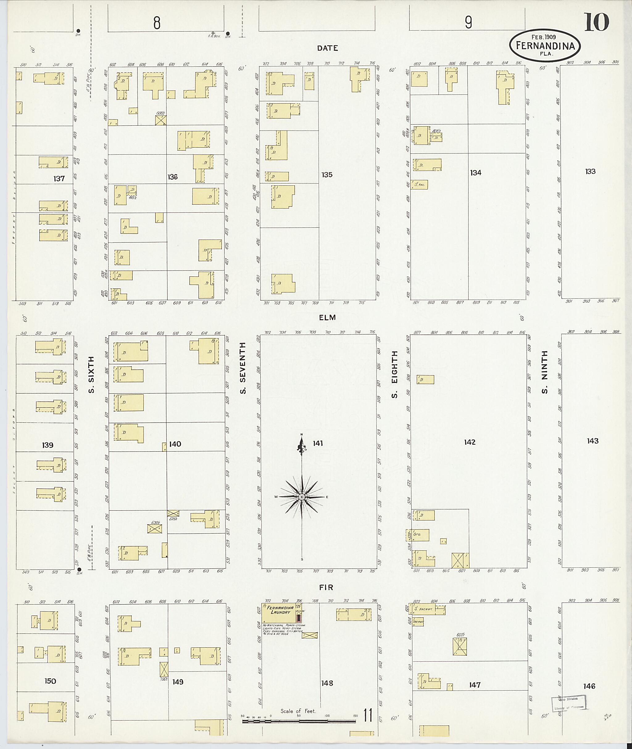 This old map of Fernandina, Nassau County, Florida was created by Sanborn Map Company in 1909