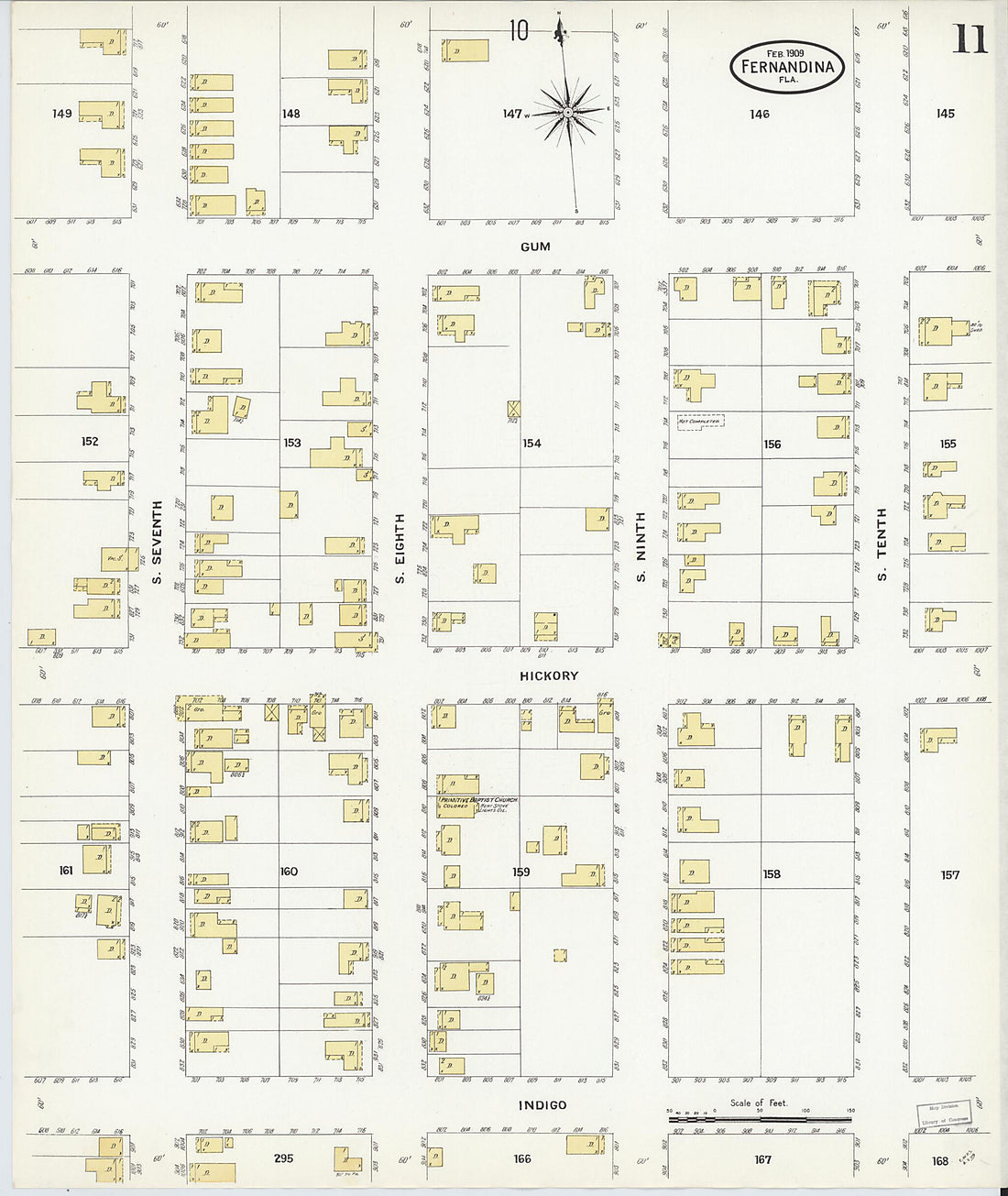 This old map of Fernandina, Nassau County, Florida was created by Sanborn Map Company in 1909