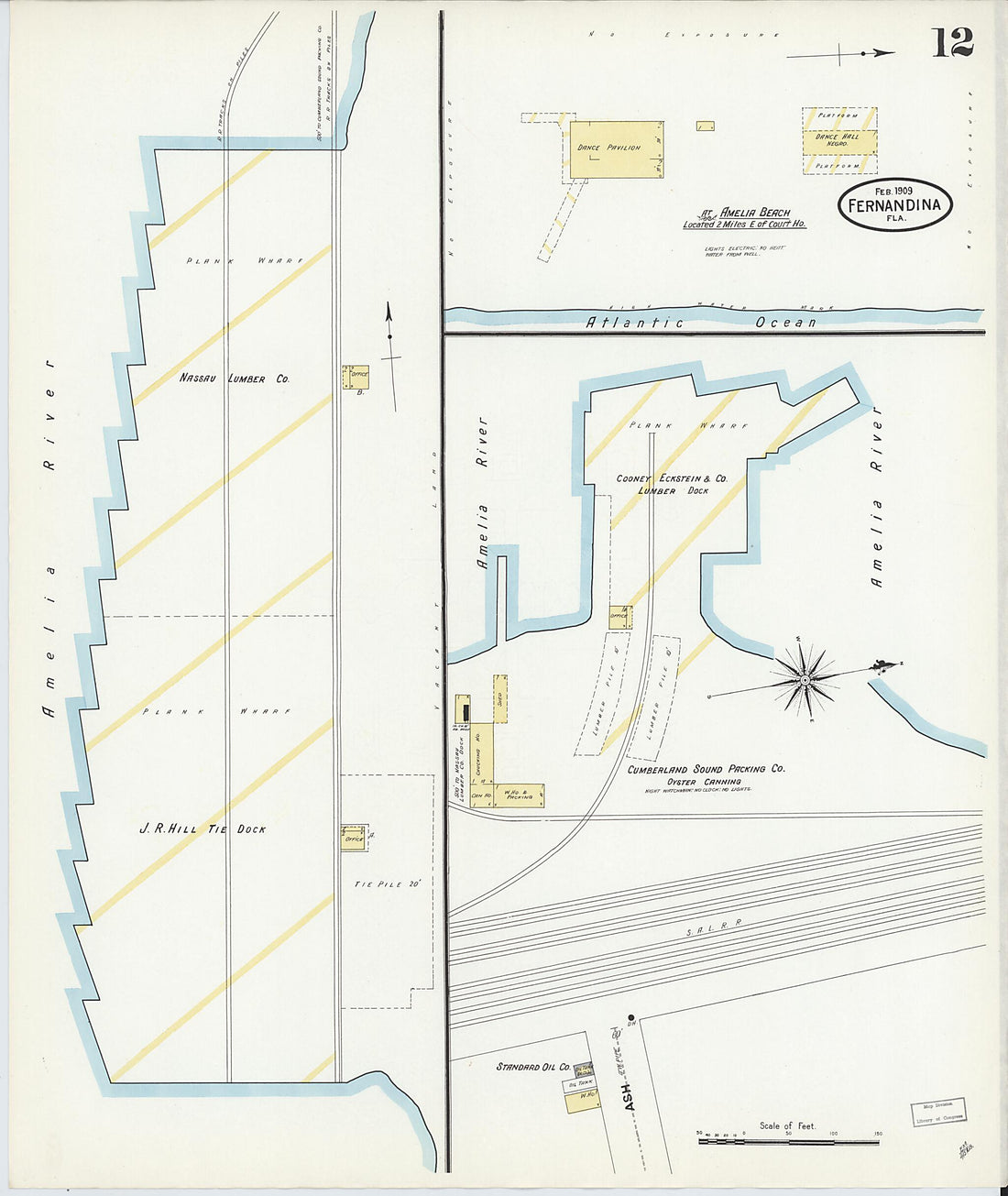 This old map of Fernandina, Nassau County, Florida was created by Sanborn Map Company in 1909