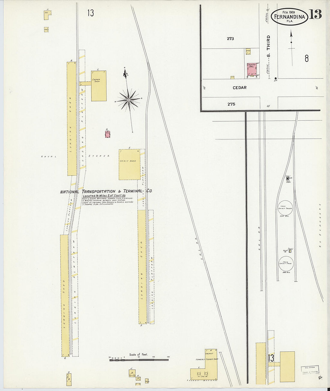 This old map of Fernandina, Nassau County, Florida was created by Sanborn Map Company in 1909