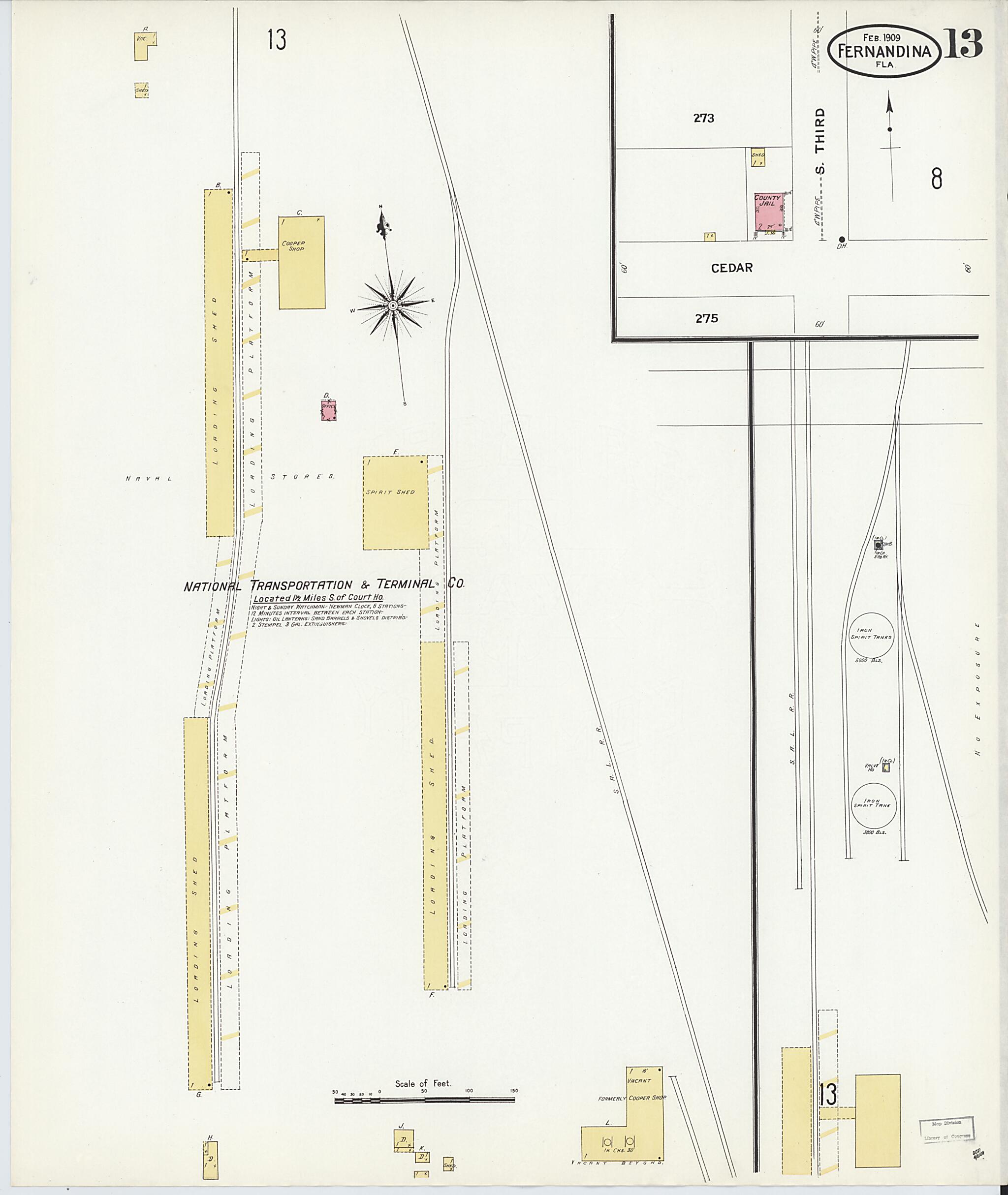 This old map of Fernandina, Nassau County, Florida was created by Sanborn Map Company in 1909