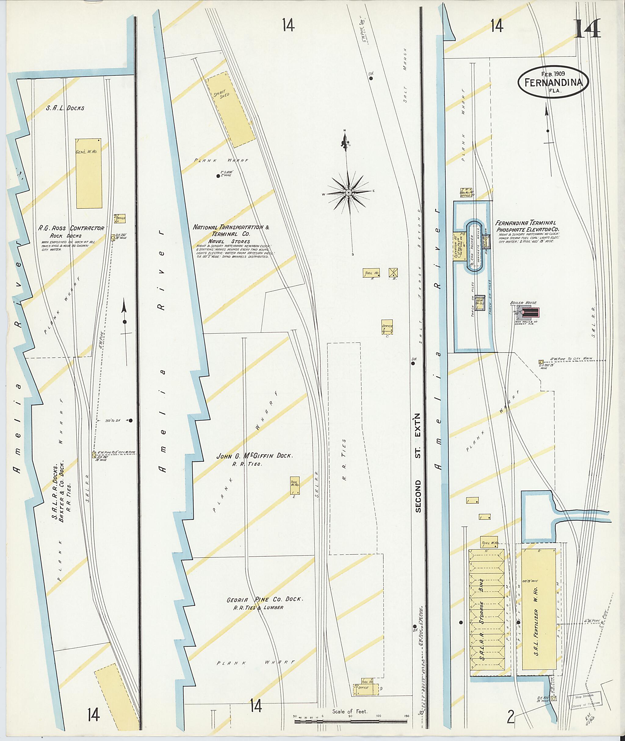 This old map of Fernandina, Nassau County, Florida was created by Sanborn Map Company in 1909