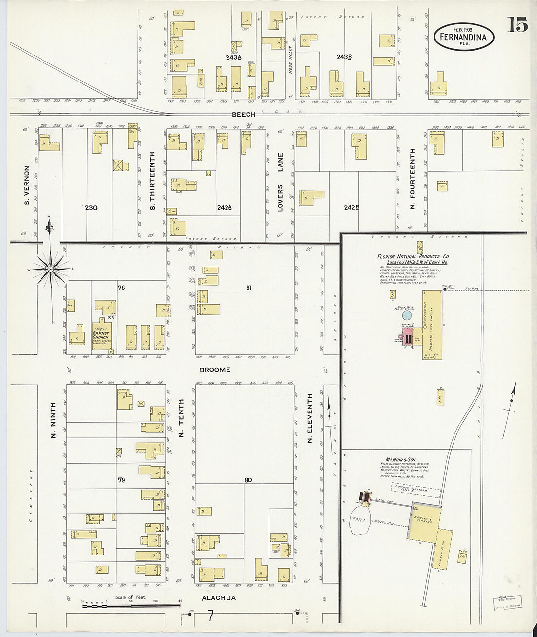 This old map of Fernandina, Nassau County, Florida was created by Sanborn Map Company in 1909