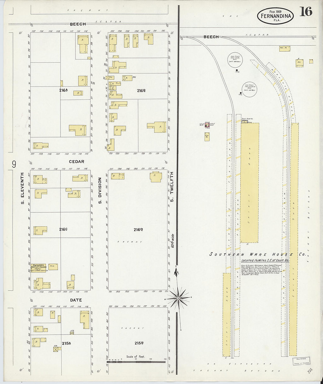 This old map of Fernandina, Nassau County, Florida was created by Sanborn Map Company in 1909
