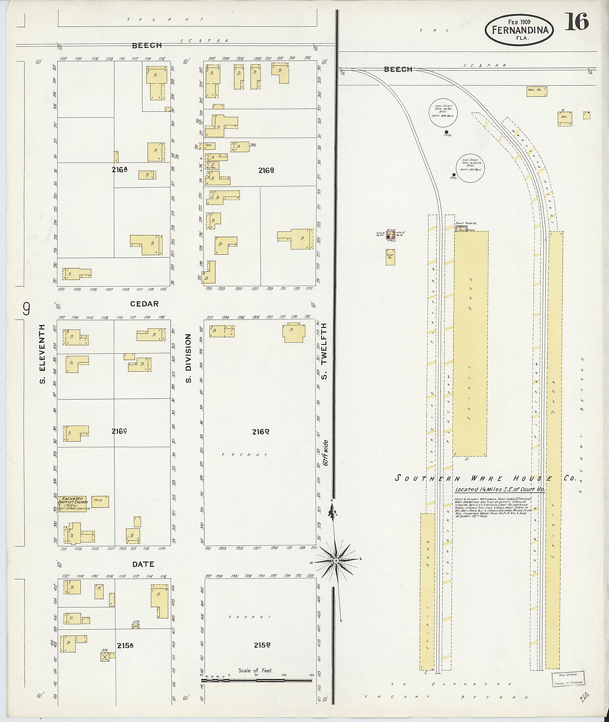 This old map of Fernandina, Nassau County, Florida was created by Sanborn Map Company in 1909