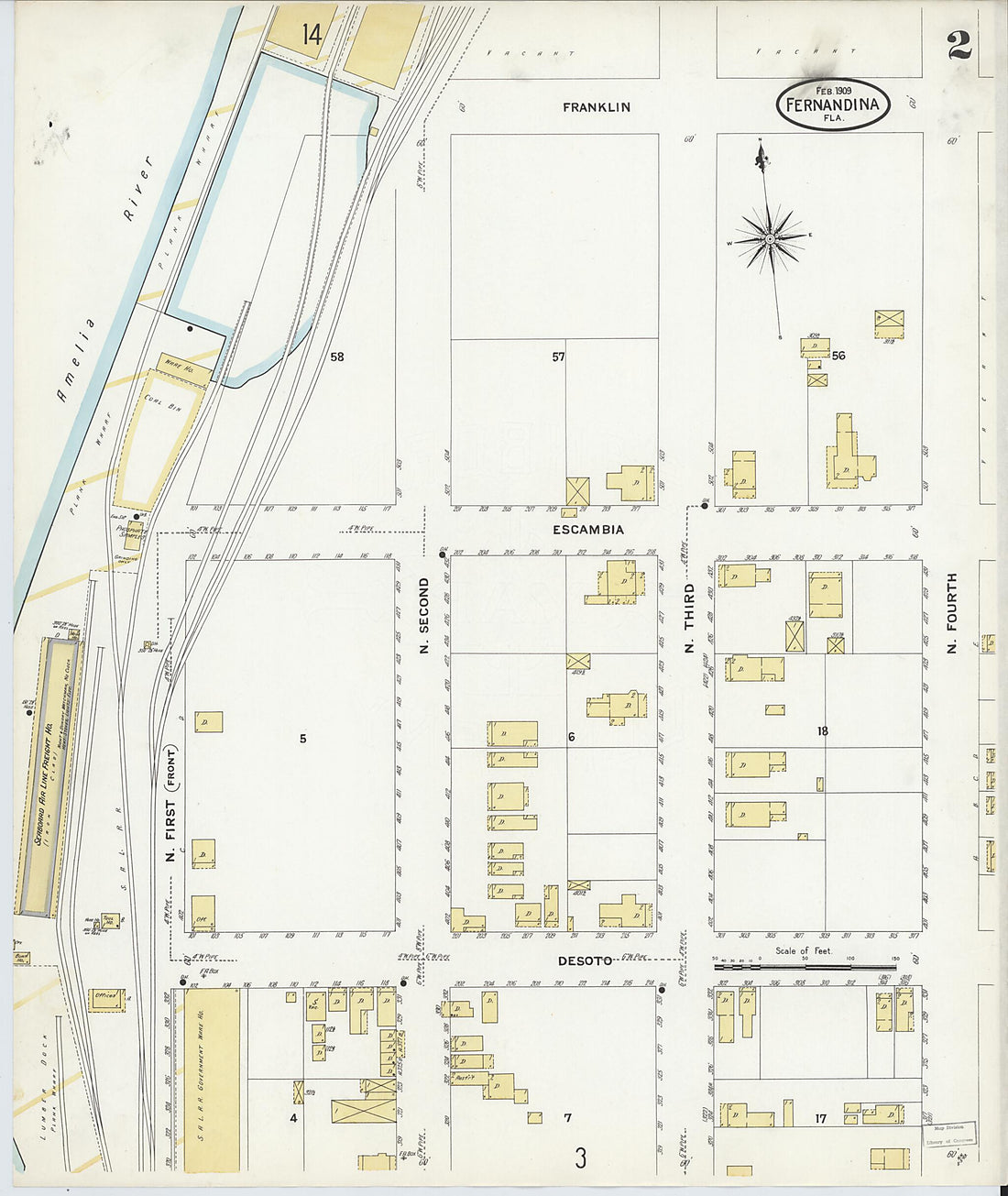 This old map of Fernandina, Nassau County, Florida was created by Sanborn Map Company in 1909