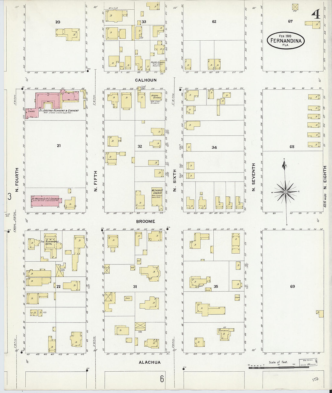 This old map of Fernandina, Nassau County, Florida was created by Sanborn Map Company in 1909