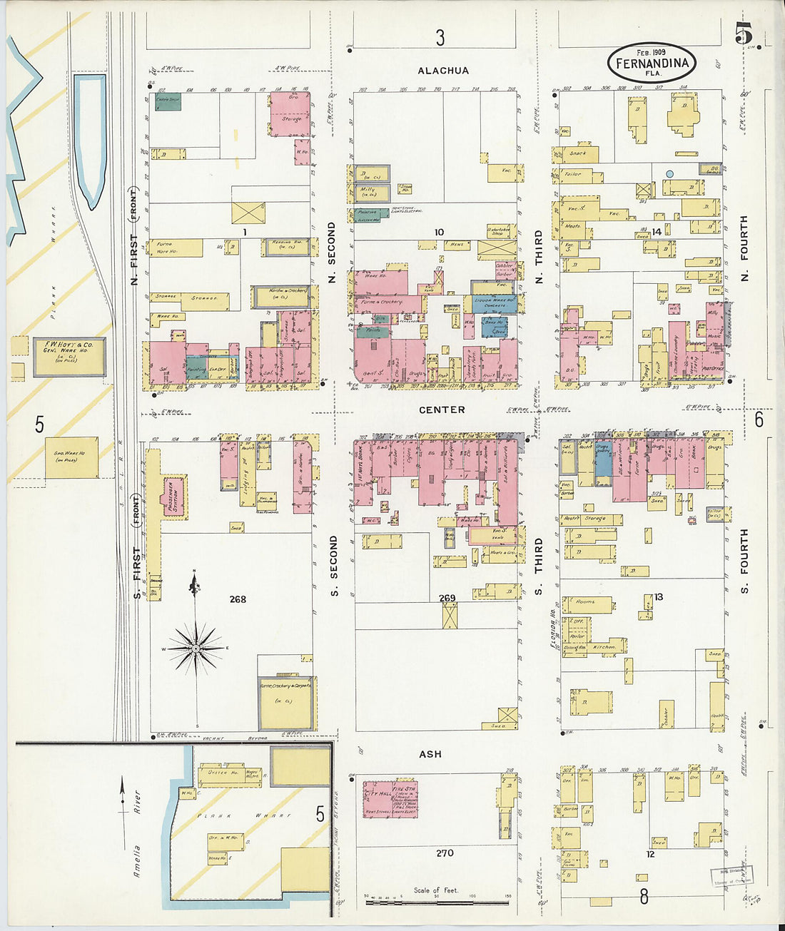This old map of Fernandina, Nassau County, Florida was created by Sanborn Map Company in 1909