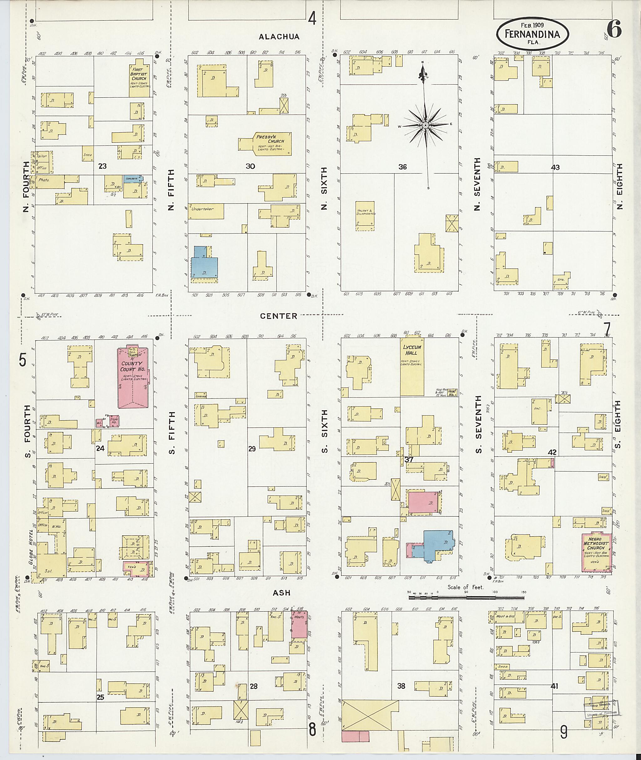 This old map of Fernandina, Nassau County, Florida was created by Sanborn Map Company in 1909