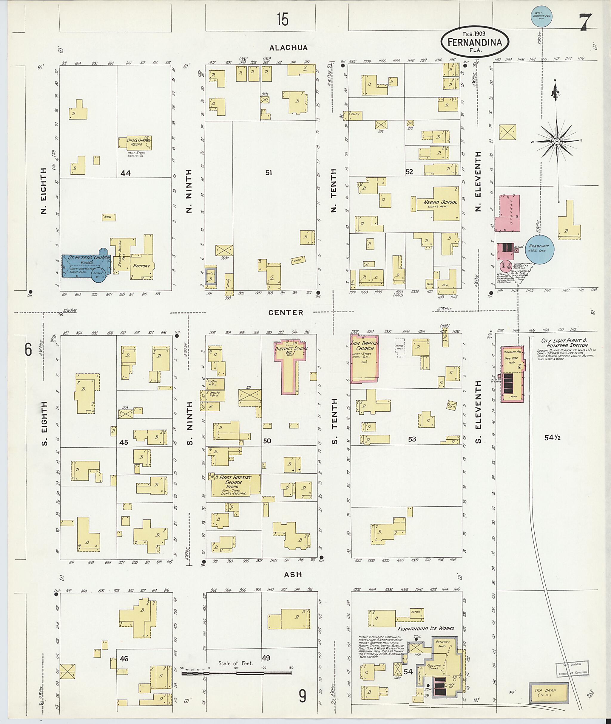 This old map of Fernandina, Nassau County, Florida was created by Sanborn Map Company in 1909