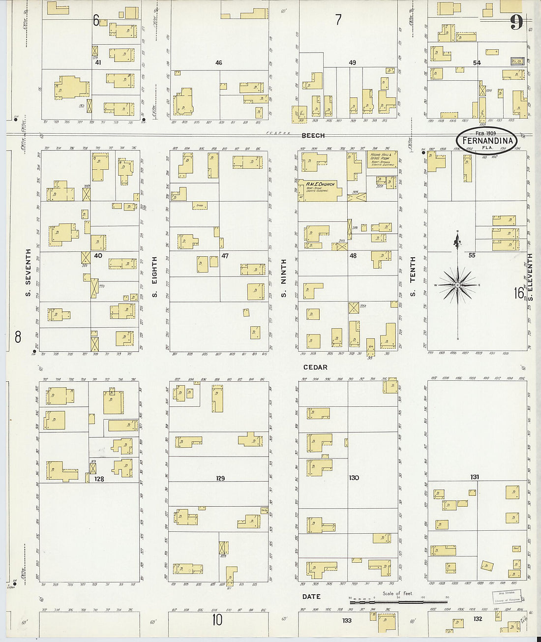 This old map of Fernandina, Nassau County, Florida was created by Sanborn Map Company in 1909