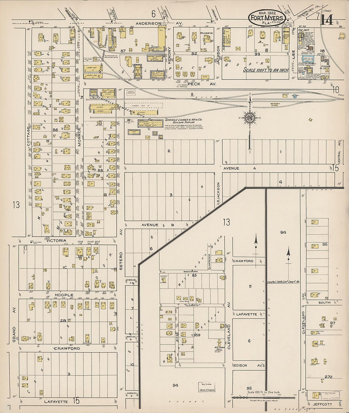 Fort Myers, Lee County, Florida 1922 (Sheet 14 of 22) by Relic Map Company