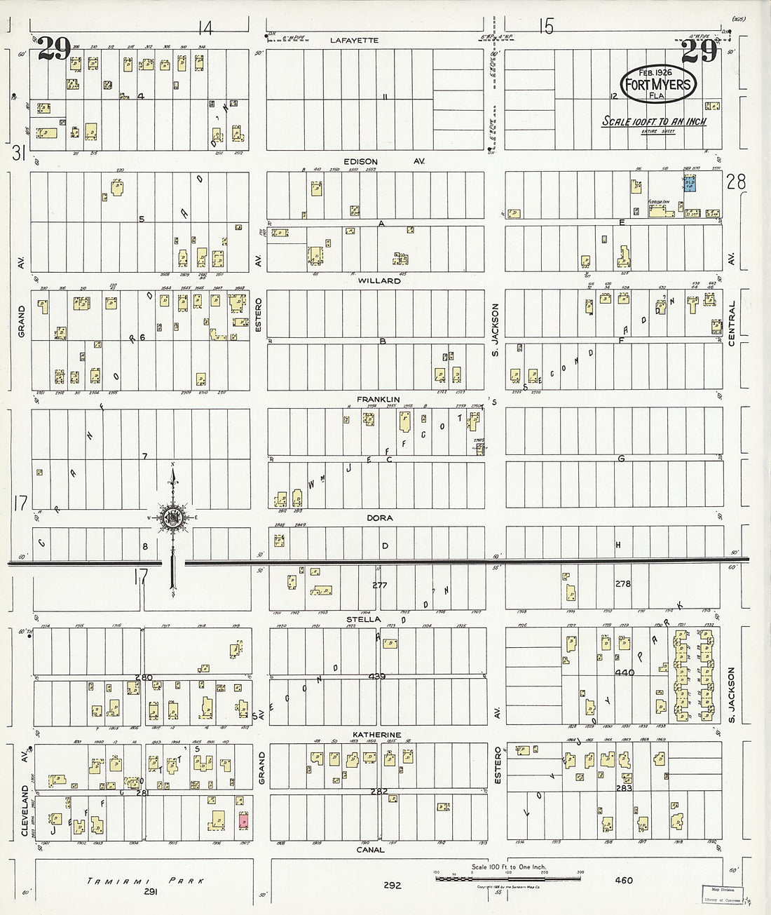 This old map of Fort Myers, Lee County, Florida was created by Sanborn Map Company in 1926