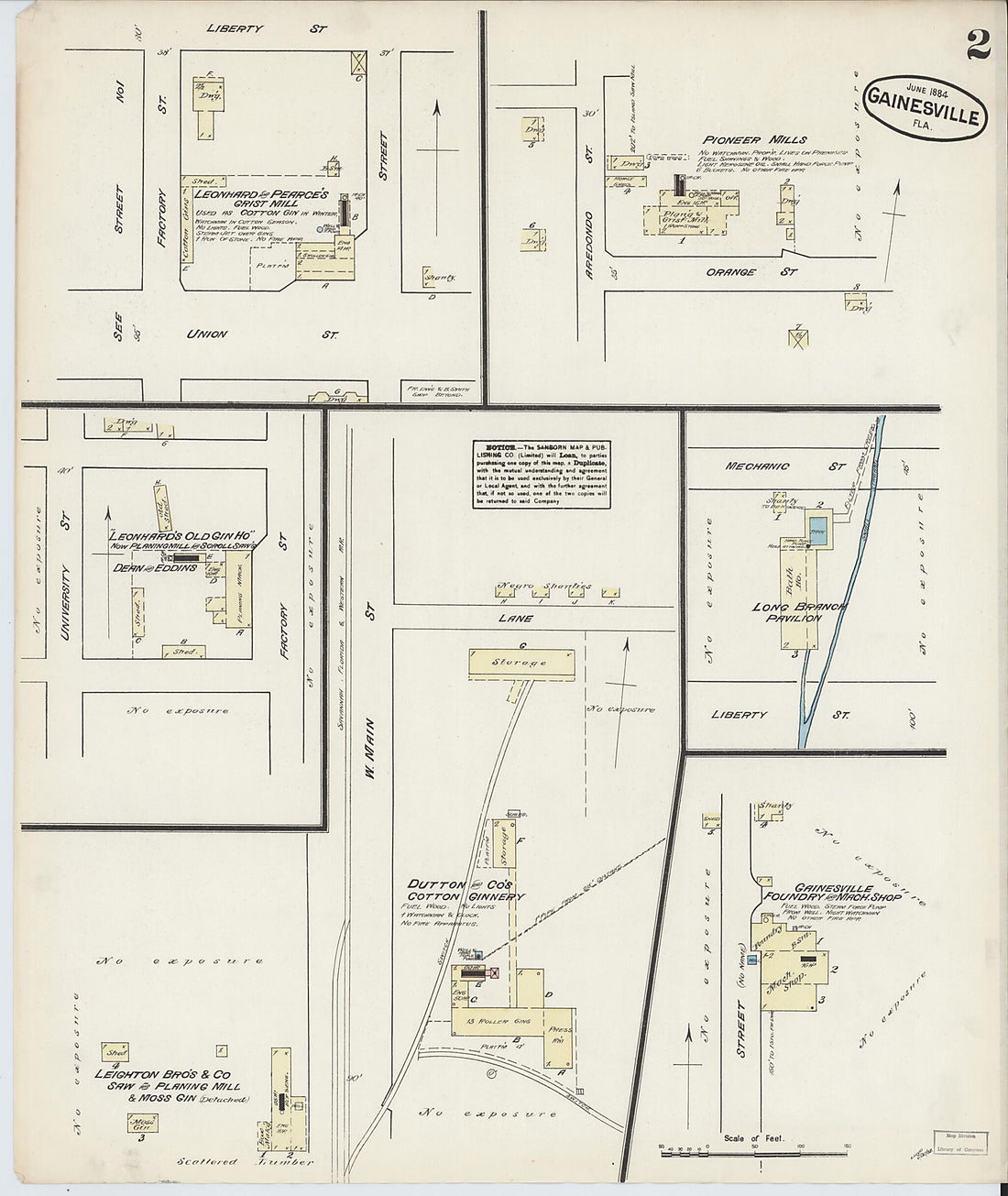 This old map of Gainesville, Alachua County, Florida was created by Sanborn Map Company in 1884