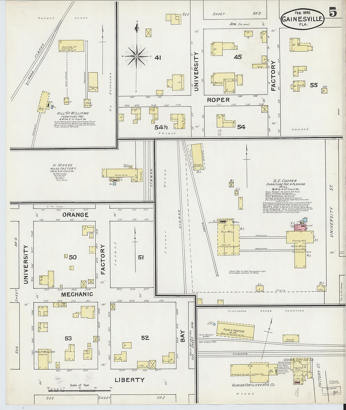 This old map of Gainesville, Alachua County, Florida was created by Sanborn Map Company in 1892