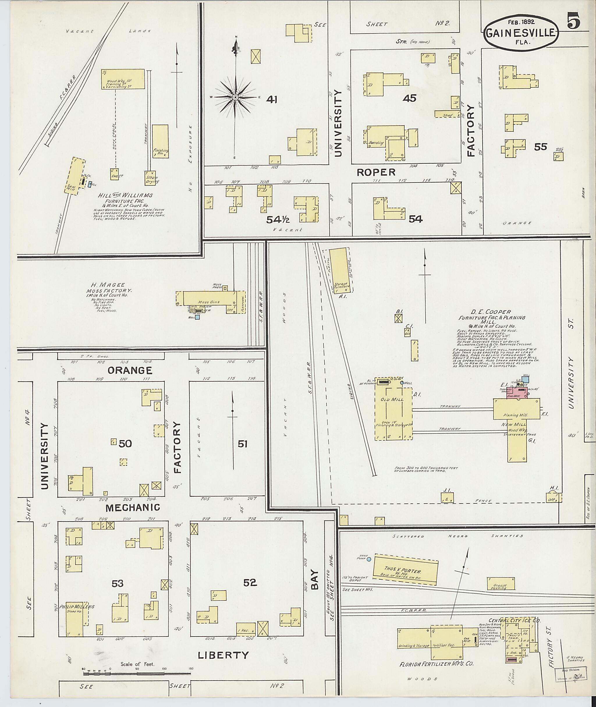 This old map of Gainesville, Alachua County, Florida was created by Sanborn Map Company in 1892