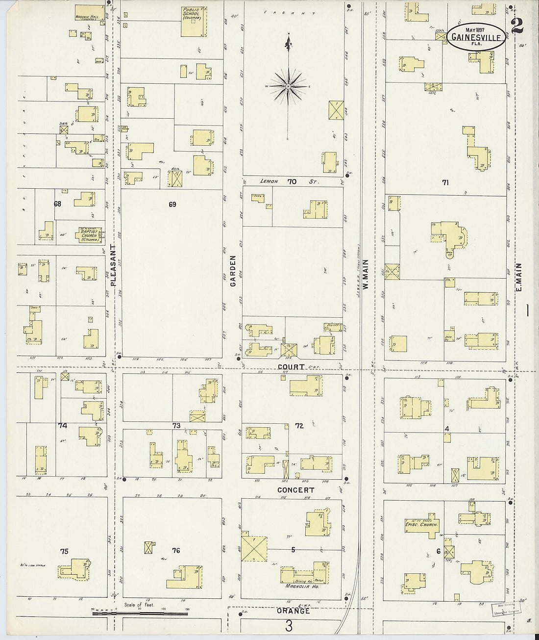 This old map of Gainesville, Alachua County, Florida was created by Sanborn Map Company in 1897