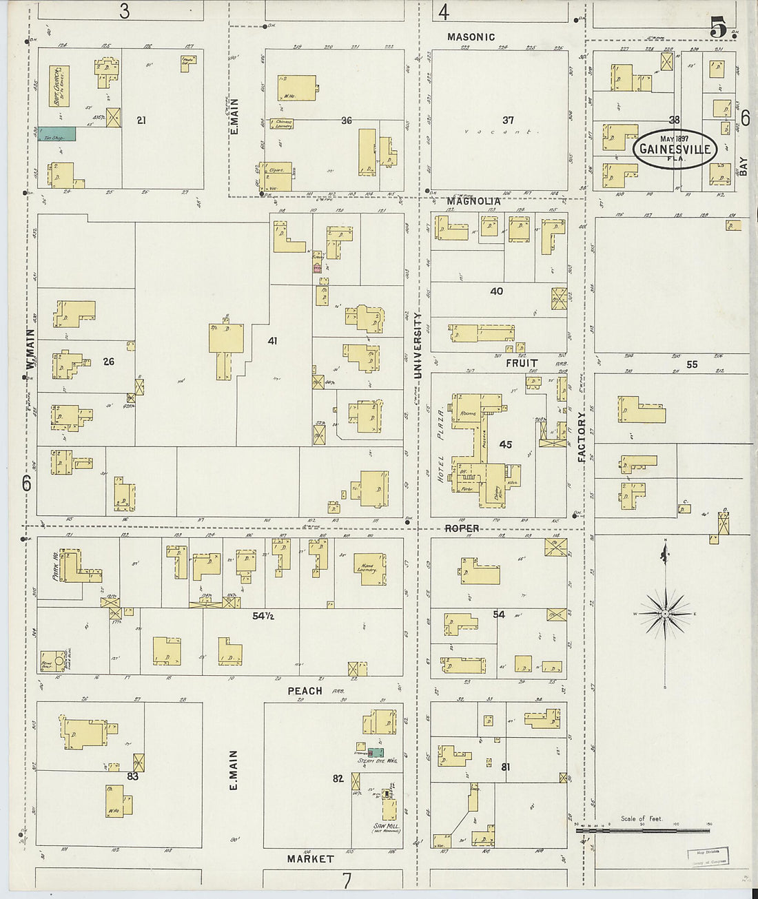 This old map of Gainesville, Alachua County, Florida was created by Sanborn Map Company in 1897