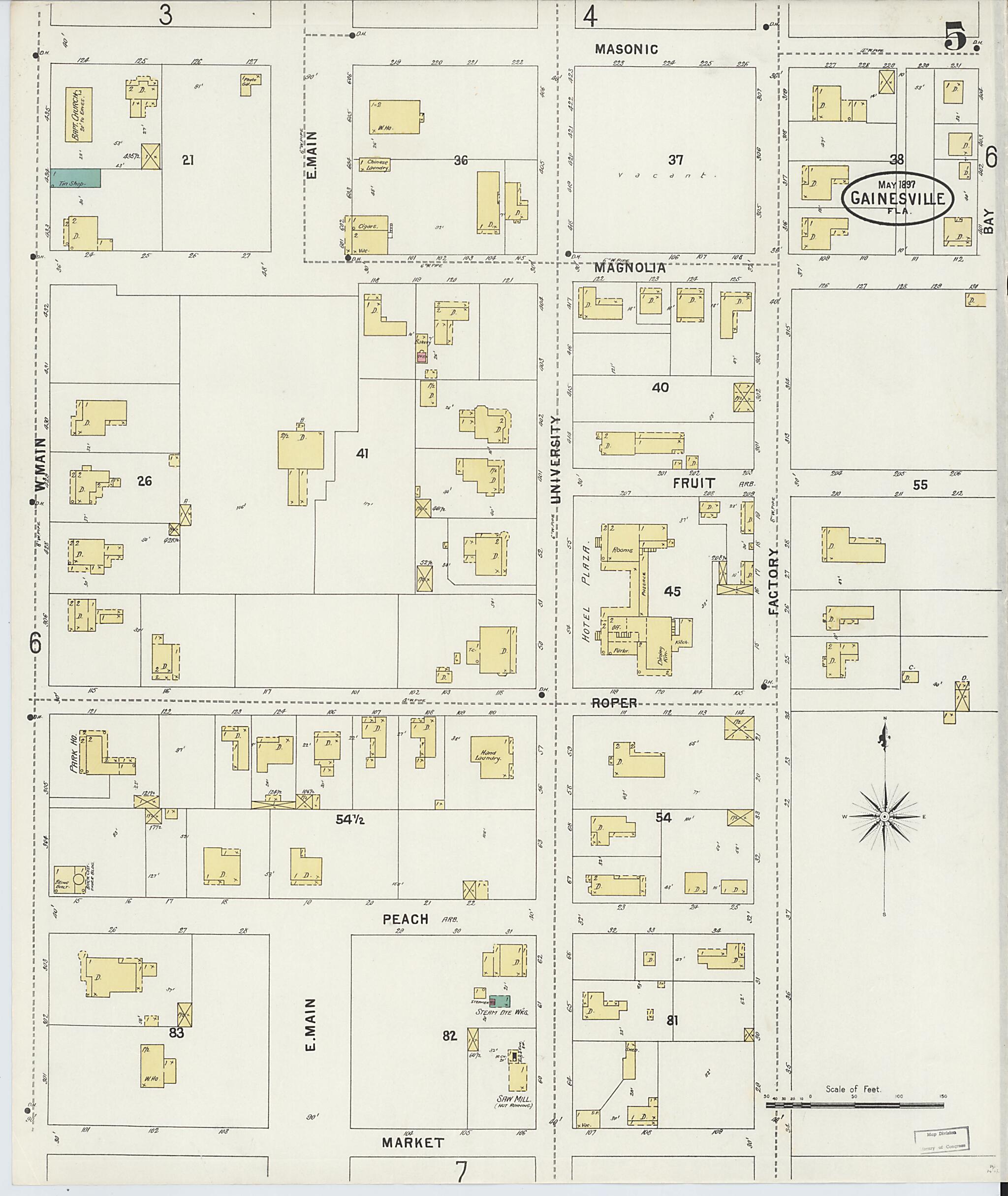 This old map of Gainesville, Alachua County, Florida was created by Sanborn Map Company in 1897