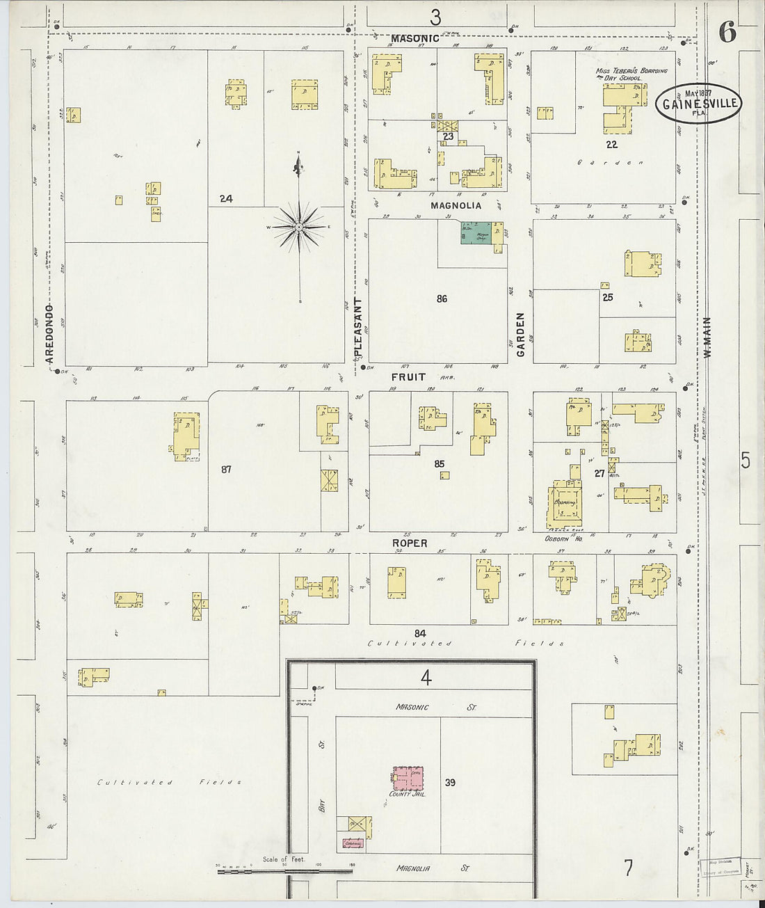 This old map of Gainesville, Alachua County, Florida was created by Sanborn Map Company in 1897