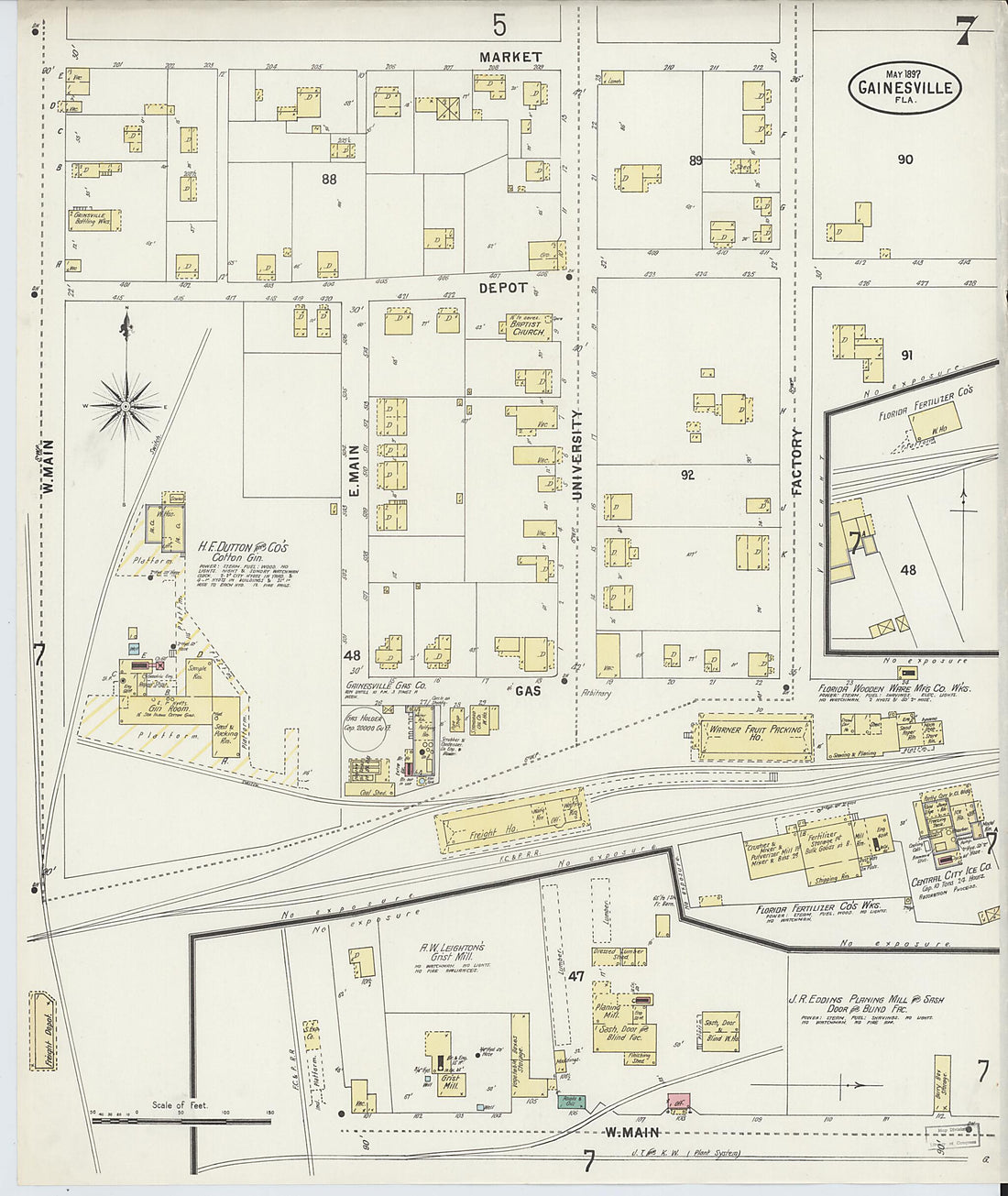 This old map of Gainesville, Alachua County, Florida was created by Sanborn Map Company in 1897