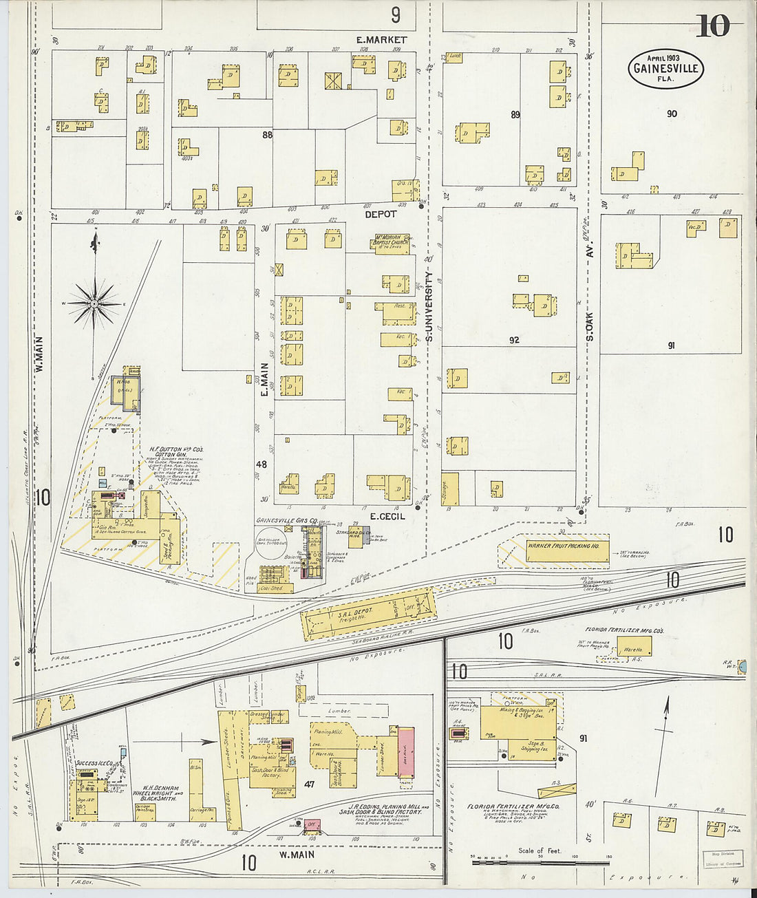 This old map of Gainesville, Alachua County, Florida was created by Sanborn Map Company in 1903
