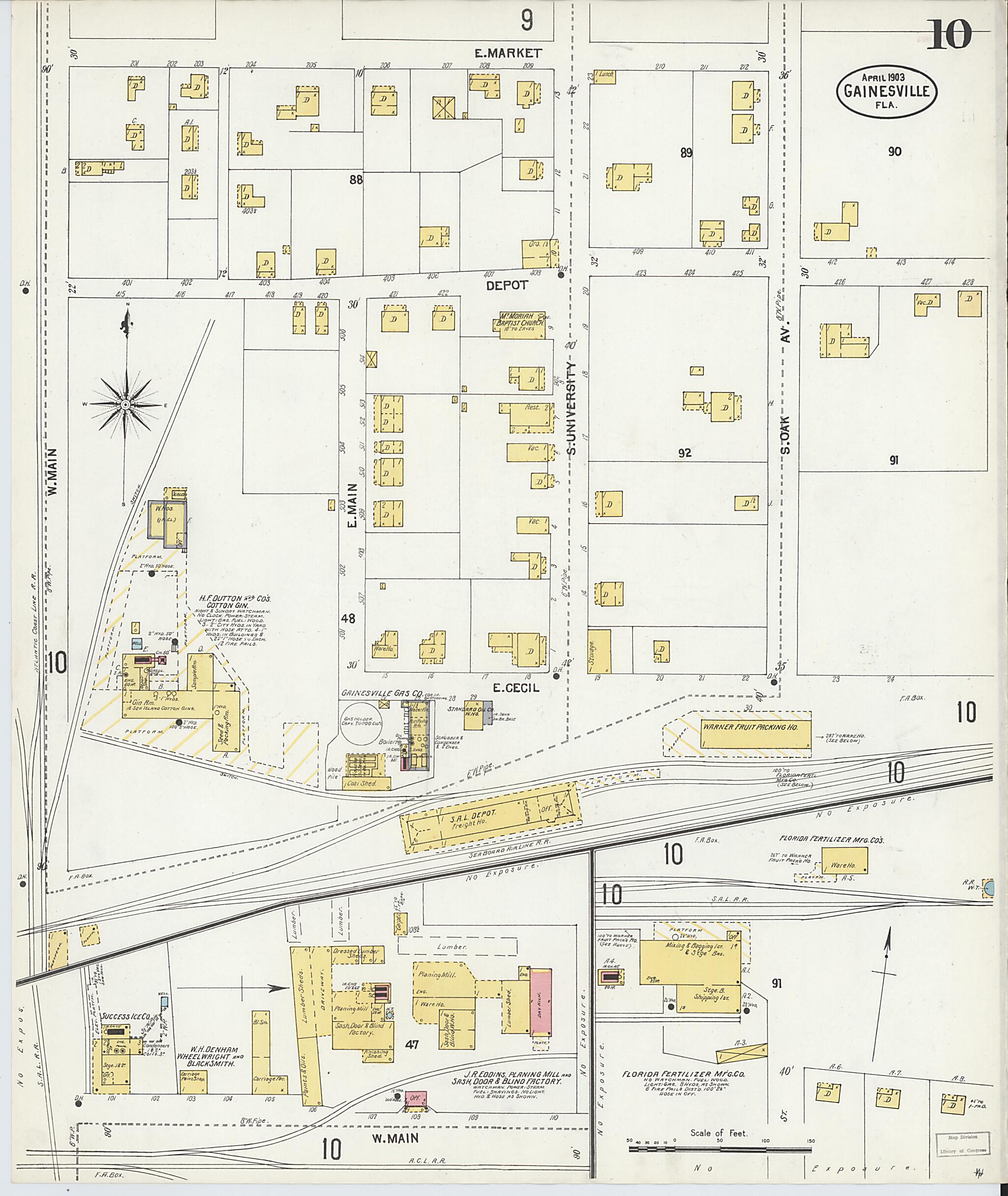 This old map of Gainesville, Alachua County, Florida was created by Sanborn Map Company in 1903
