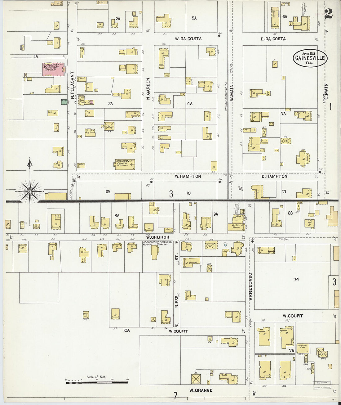 This old map of Gainesville, Alachua County, Florida was created by Sanborn Map Company in 1903