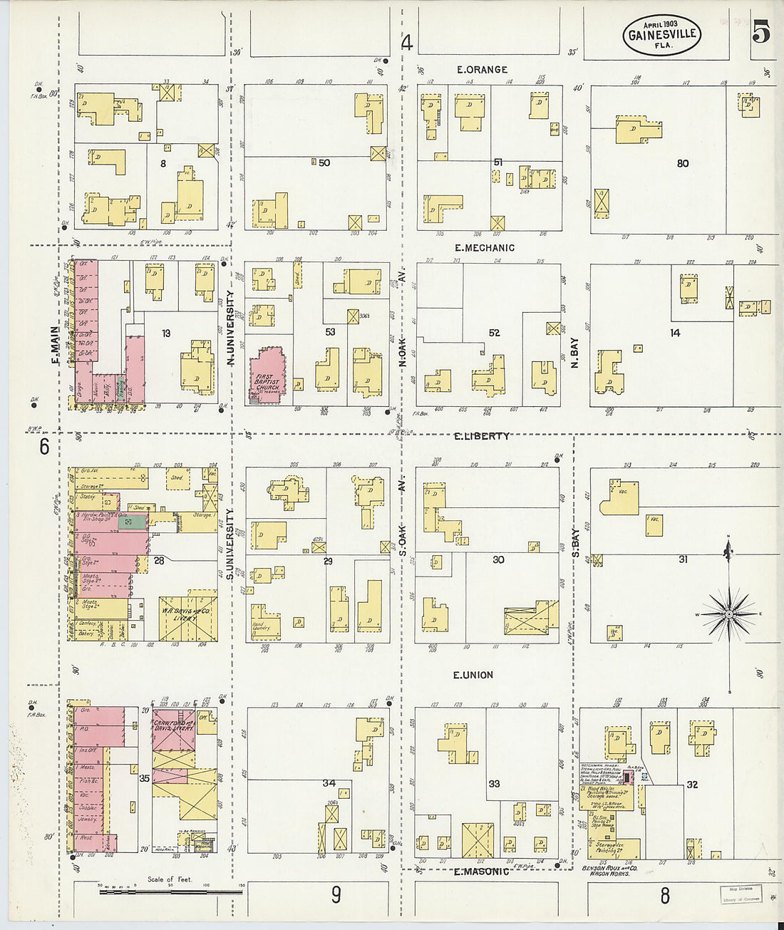 This old map of Gainesville, Alachua County, Florida was created by Sanborn Map Company in 1903