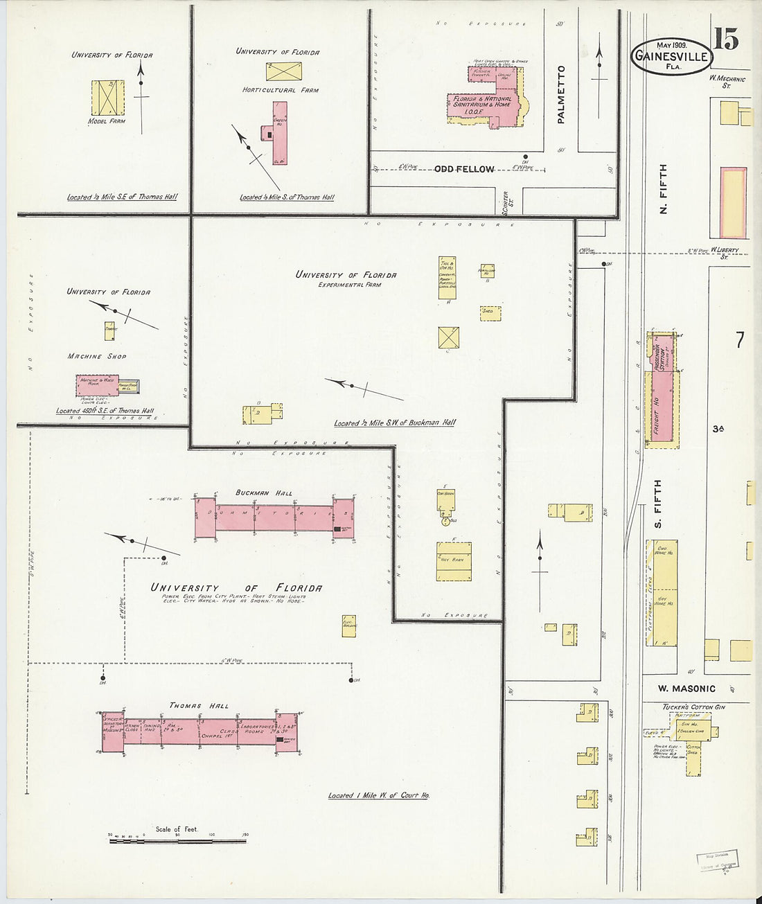 This old map of Gainesville, Alachua County, Florida was created by Sanborn Map Company in 1909