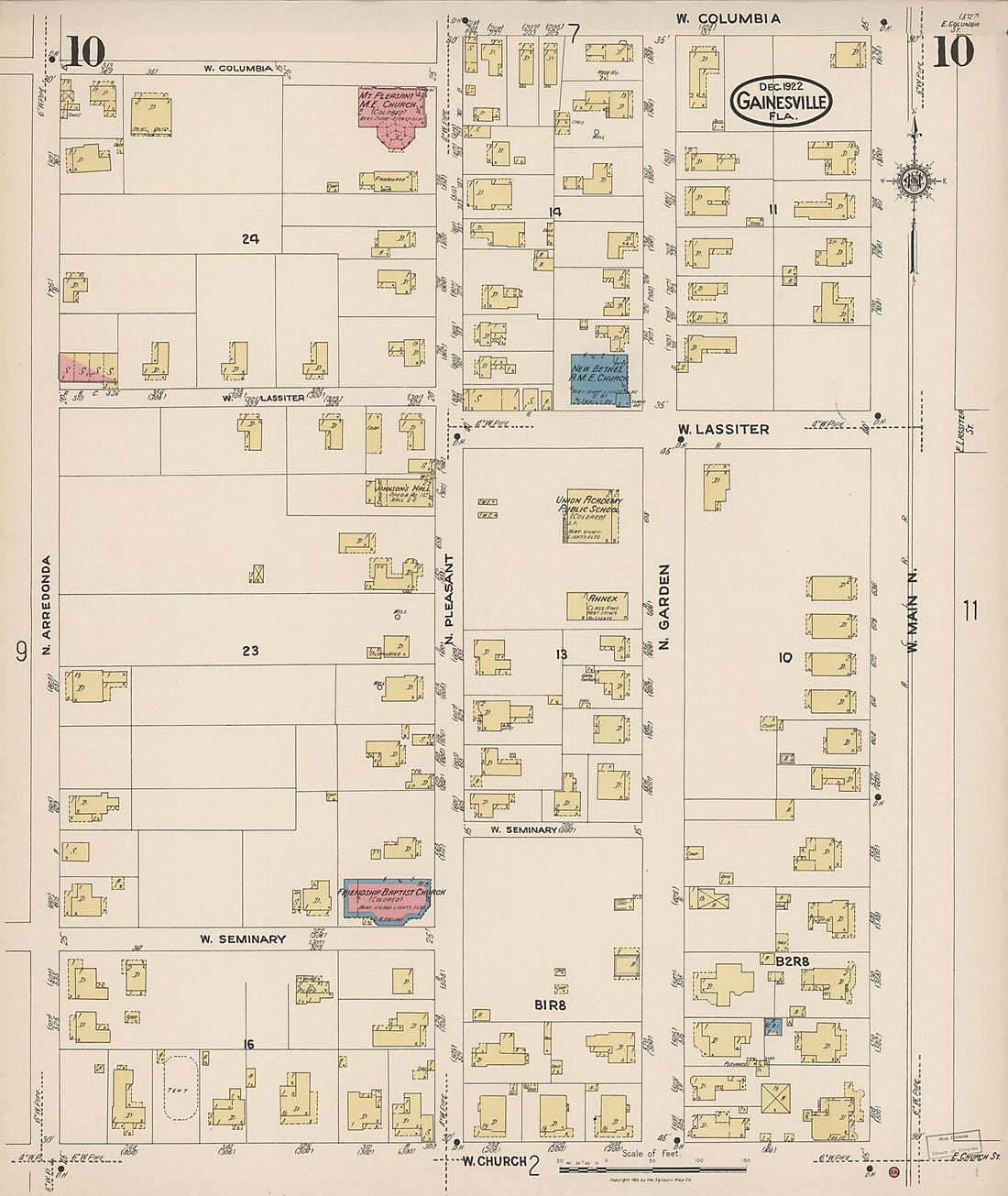This old map of Gainesville, Alachua County, Florida was created by Sanborn Map Company in 1922