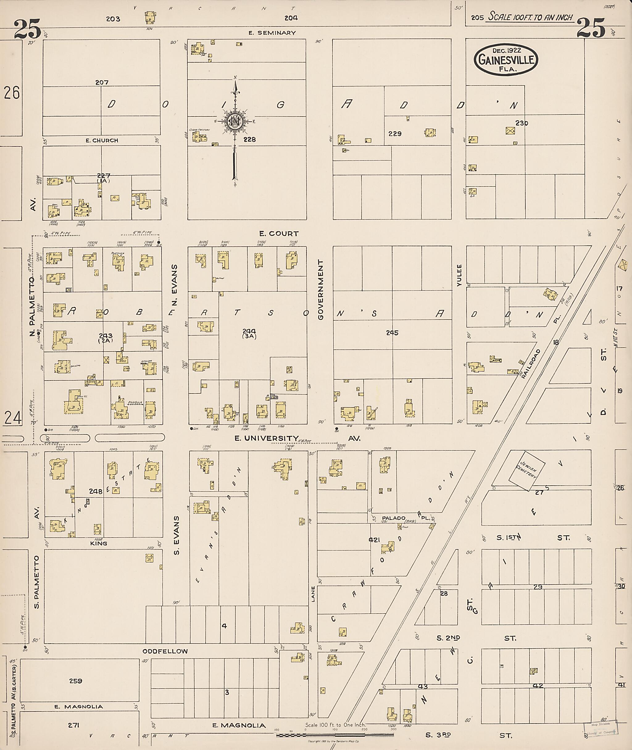 This old map of Gainesville, Alachua County, Florida was created by Sanborn Map Company in 1922