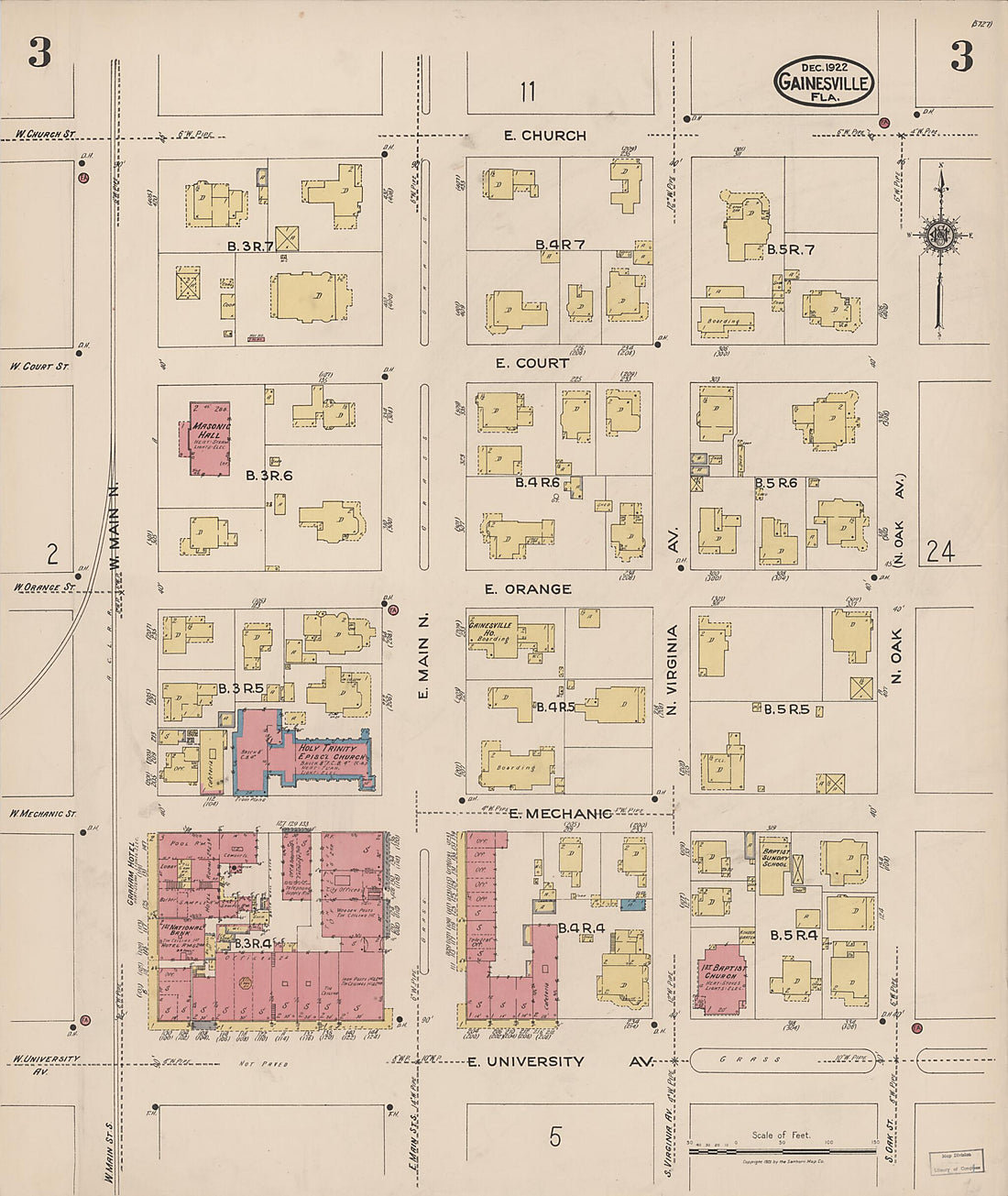 This old map of Gainesville, Alachua County, Florida was created by Sanborn Map Company in 1922