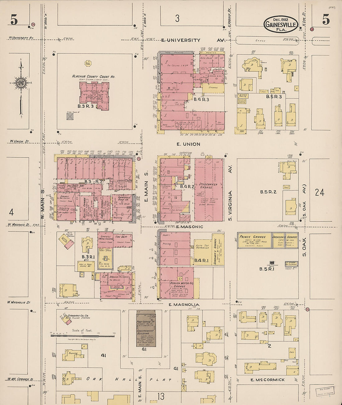 This old map of Gainesville, Alachua County, Florida was created by Sanborn Map Company in 1922