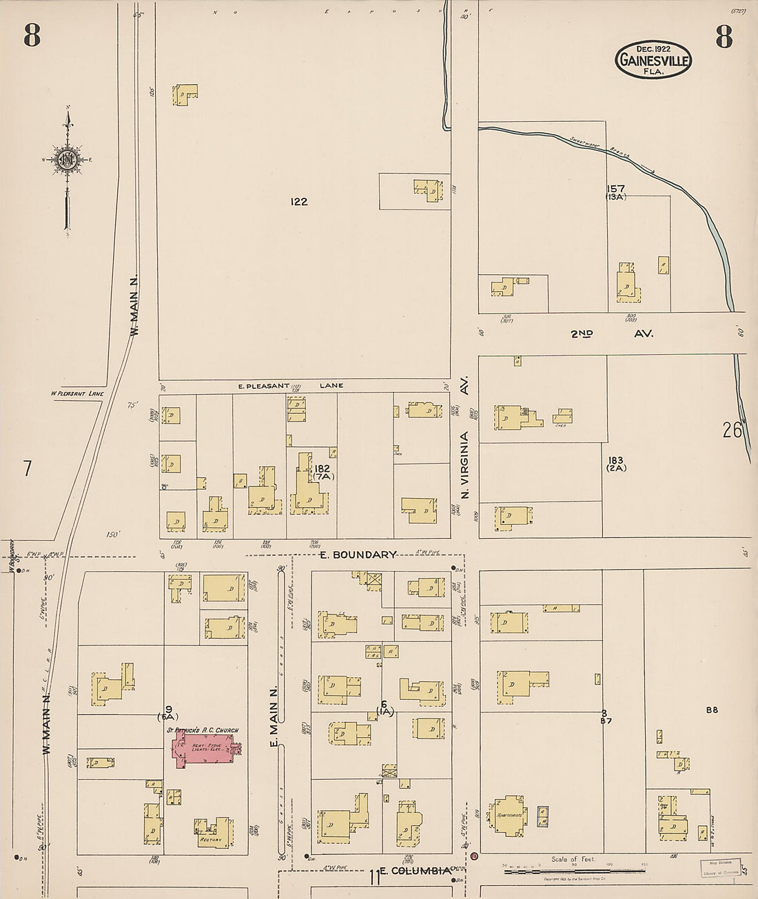 This old map of Gainesville, Alachua County, Florida was created by Sanborn Map Company in 1922