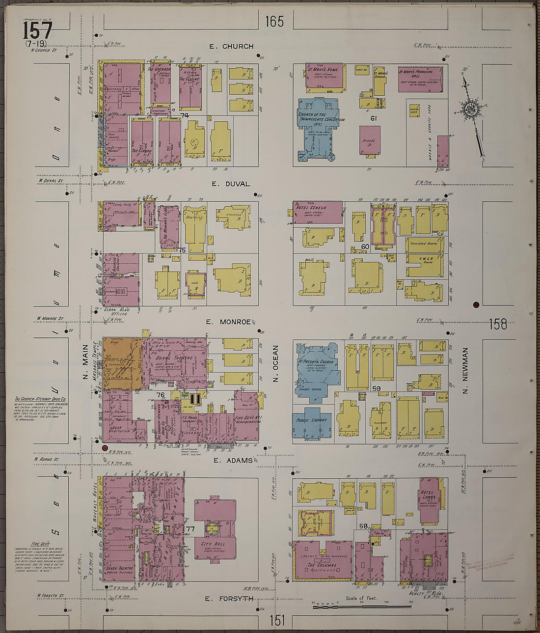 This old map of Jacksonville, Duval County, Florida was created by Sanborn Map Company in 1913