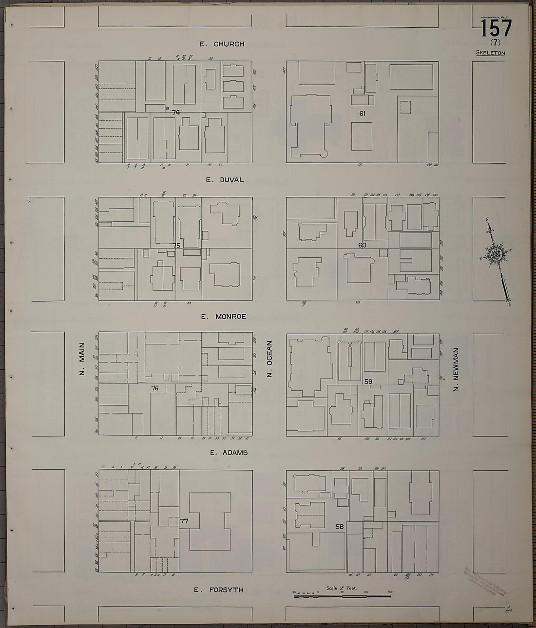 This old map of Jacksonville, Duval County, Florida was created by Sanborn Map Company in 1913