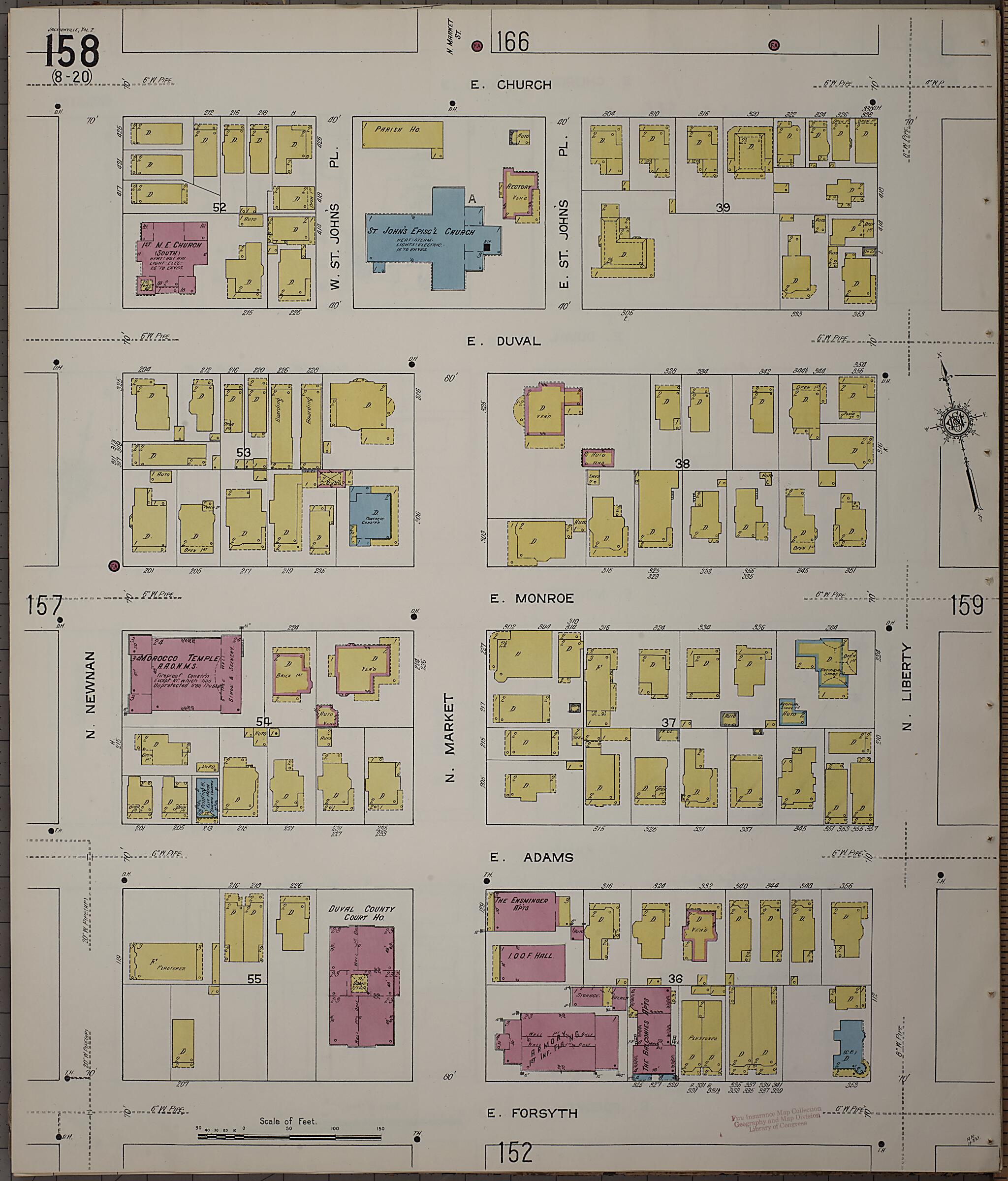 This old map of Jacksonville, Duval County, Florida was created by Sanborn Map Company in 1913