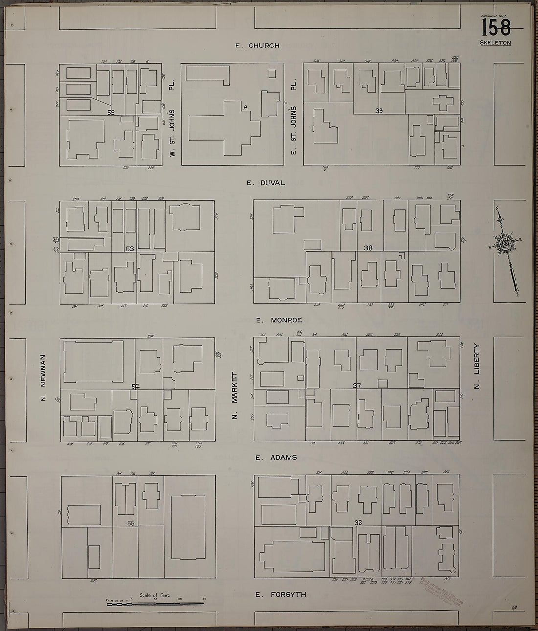 This old map of Jacksonville, Duval County, Florida was created by Sanborn Map Company in 1913