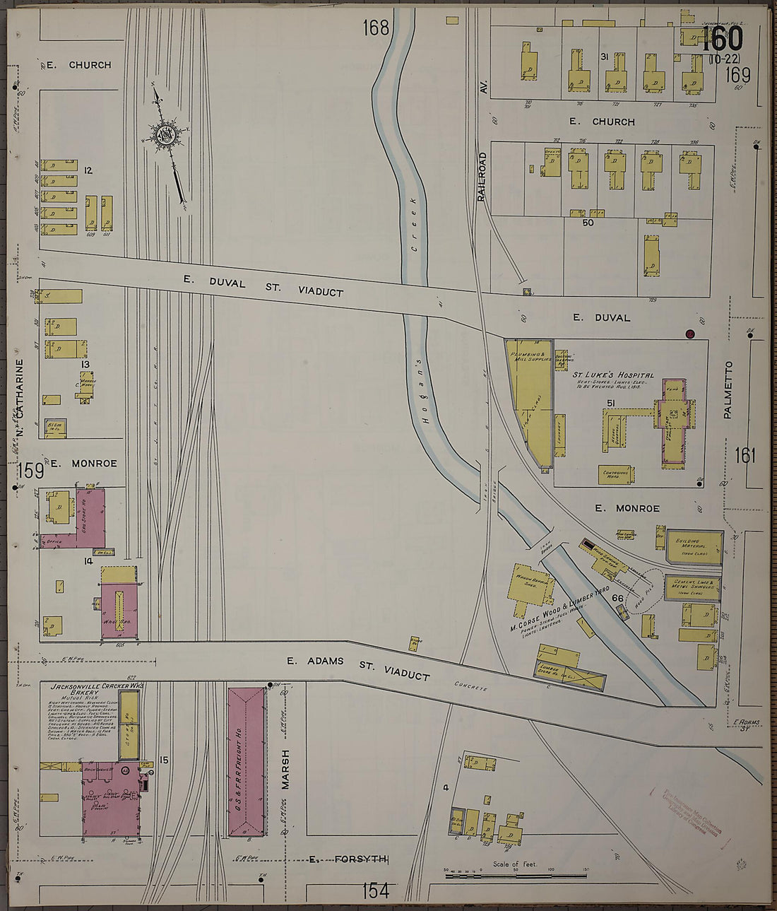 This old map of Jacksonville, Duval County, Florida was created by Sanborn Map Company in 1913