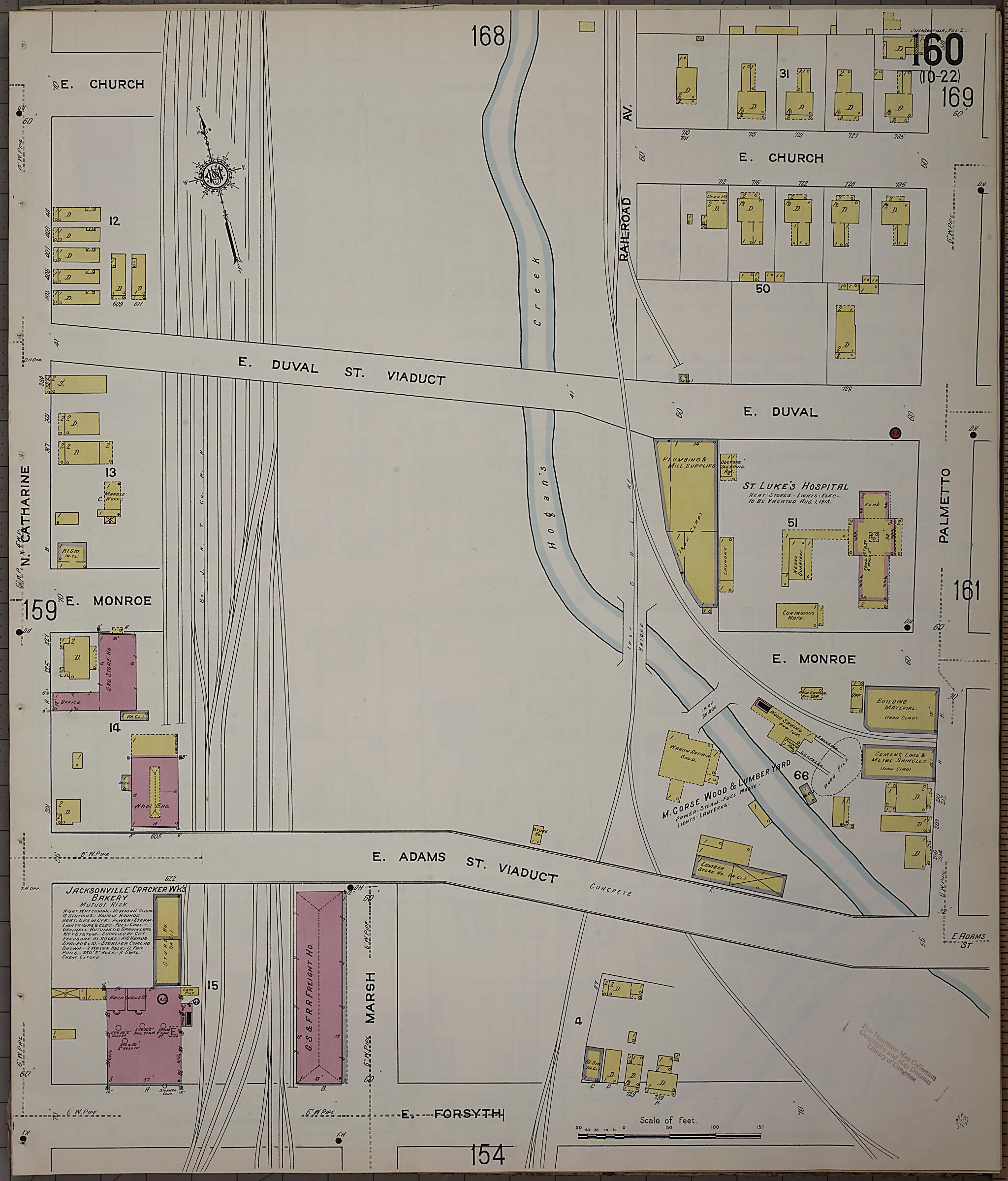 This old map of Jacksonville, Duval County, Florida was created by Sanborn Map Company in 1913