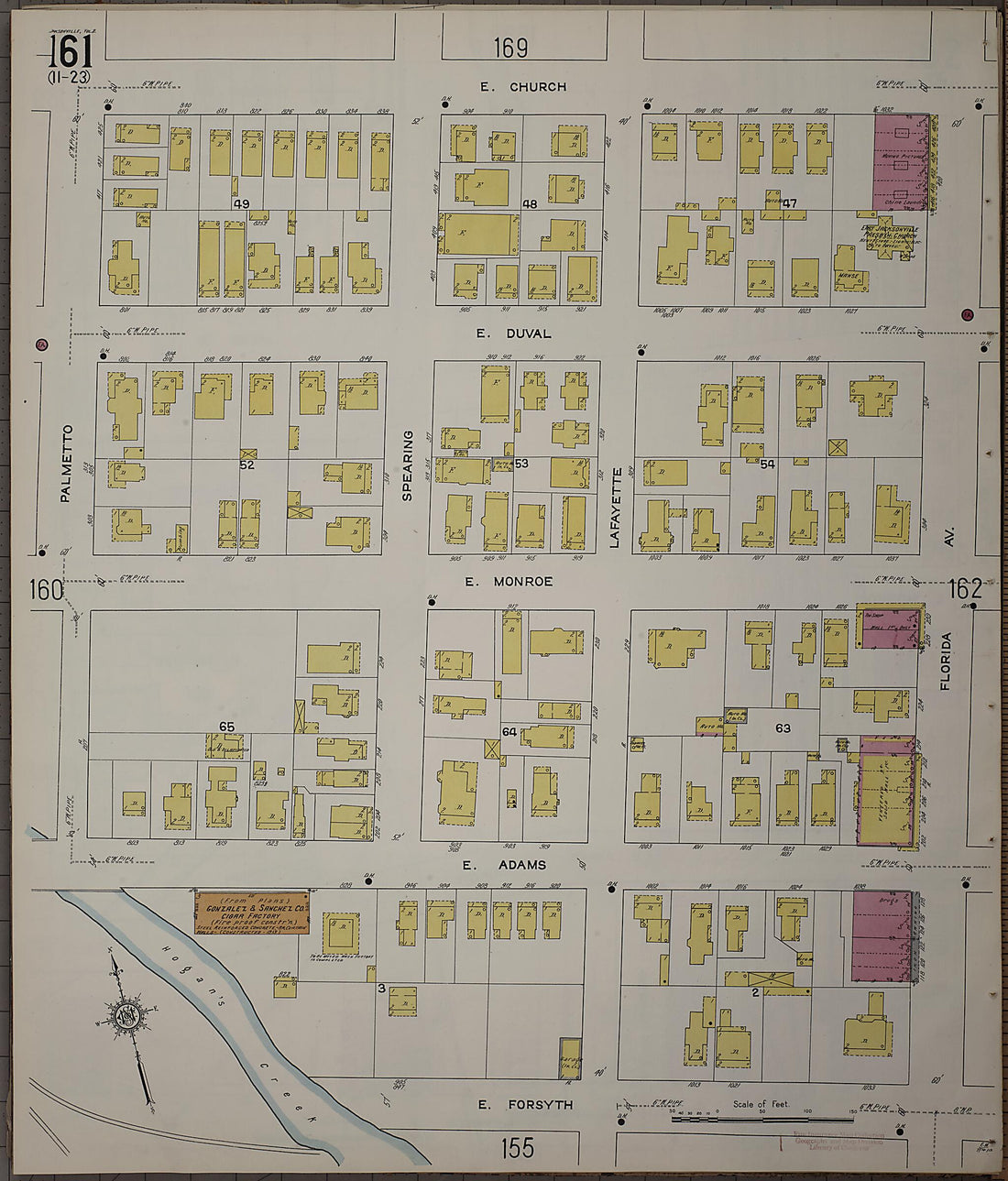 This old map of Jacksonville, Duval County, Florida was created by Sanborn Map Company in 1913