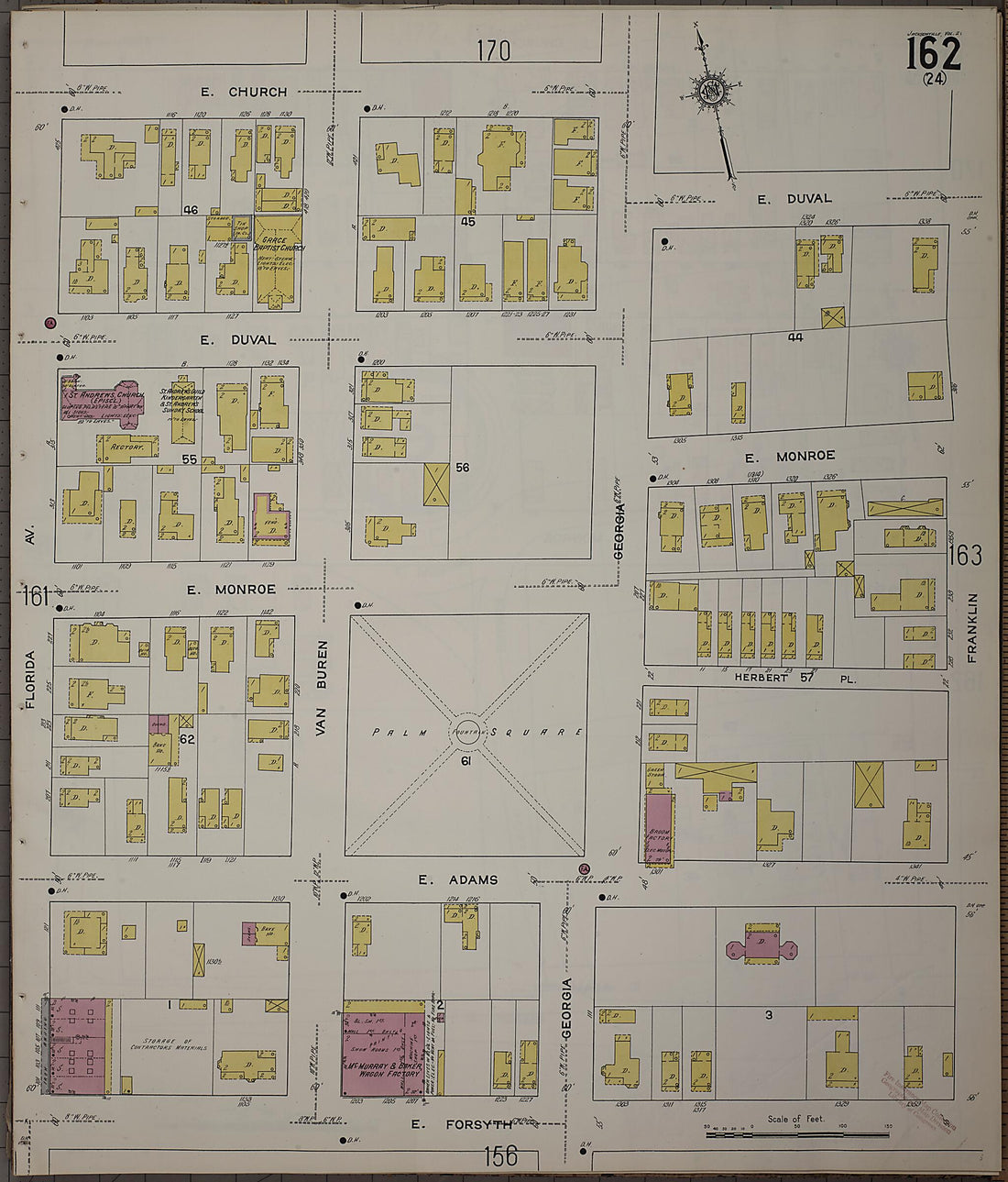 This old map of Jacksonville, Duval County, Florida was created by Sanborn Map Company in 1913