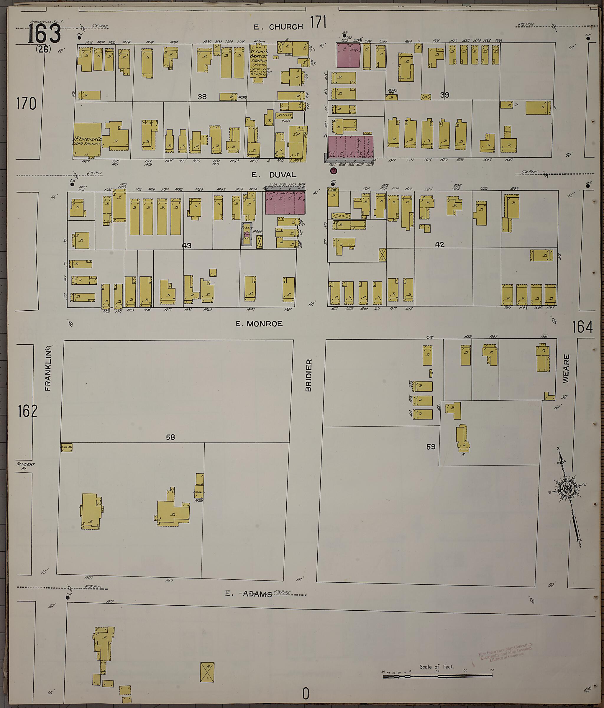 This old map of Jacksonville, Duval County, Florida was created by Sanborn Map Company in 1913