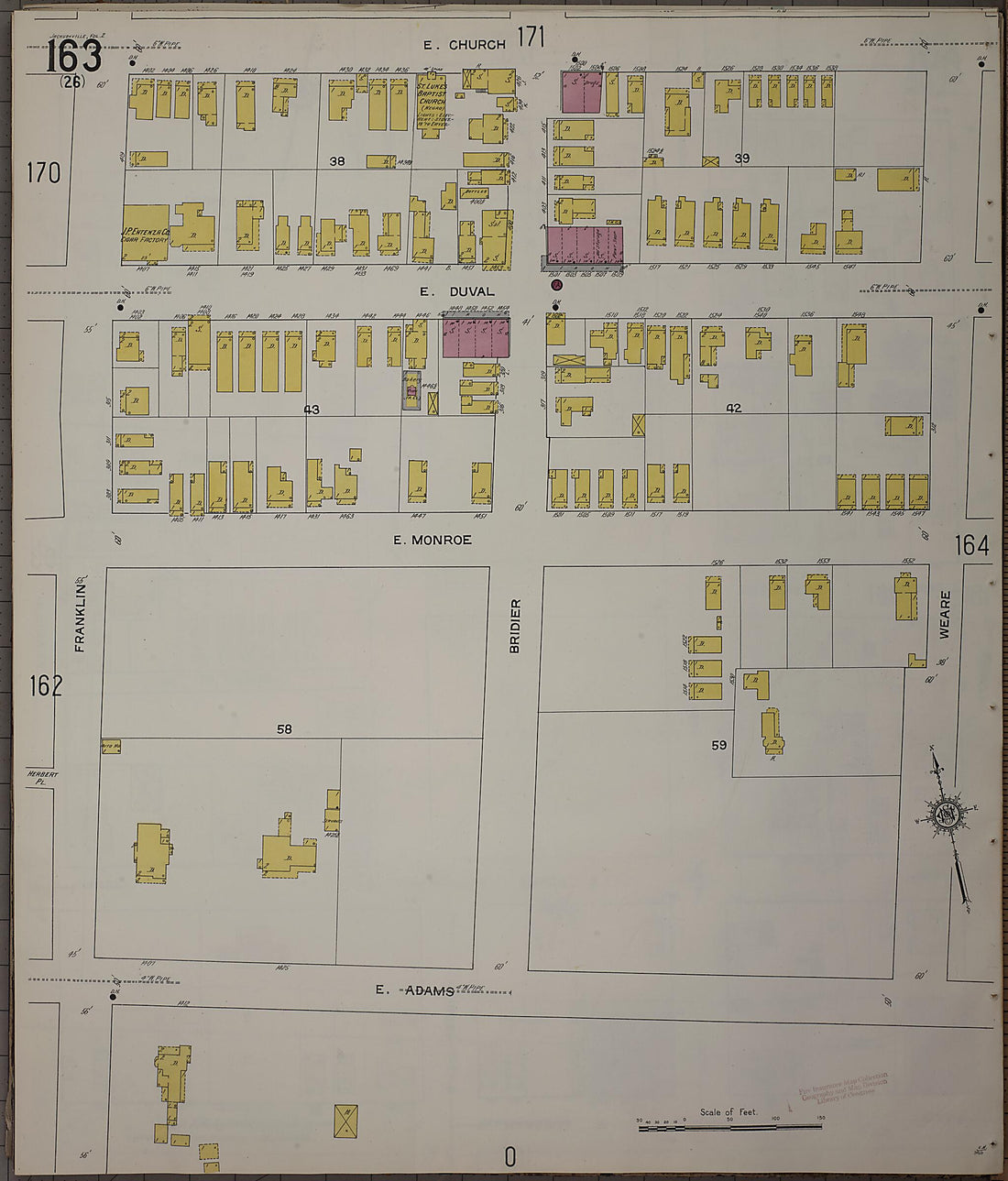 This old map of Jacksonville, Duval County, Florida was created by Sanborn Map Company in 1913