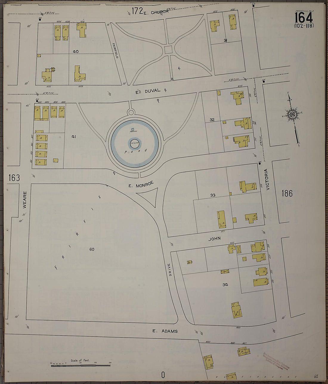 This old map of Jacksonville, Duval County, Florida was created by Sanborn Map Company in 1913